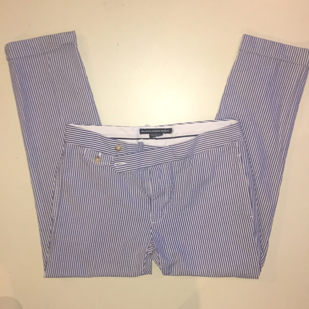 Ralph Lauren Blue White Striped Capri Pants Sz 6 R